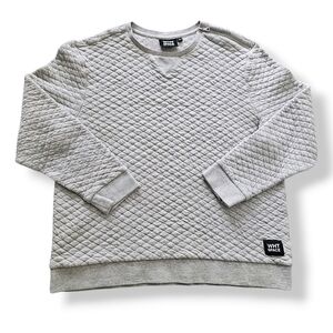 Shaun White Gray Crewneck Quilted Boxy Sweater with Shoulder Zip Size Large